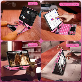 Funda Magic Keyboard 360° para iPad Pro 11 12.9 2018-2022 Pro 13 2024 | Cubierta Folio para iPad Air 5.ª, 4.ª, 6.ª, 7.ª generación 10.9" 10.ª, 11.ª generación