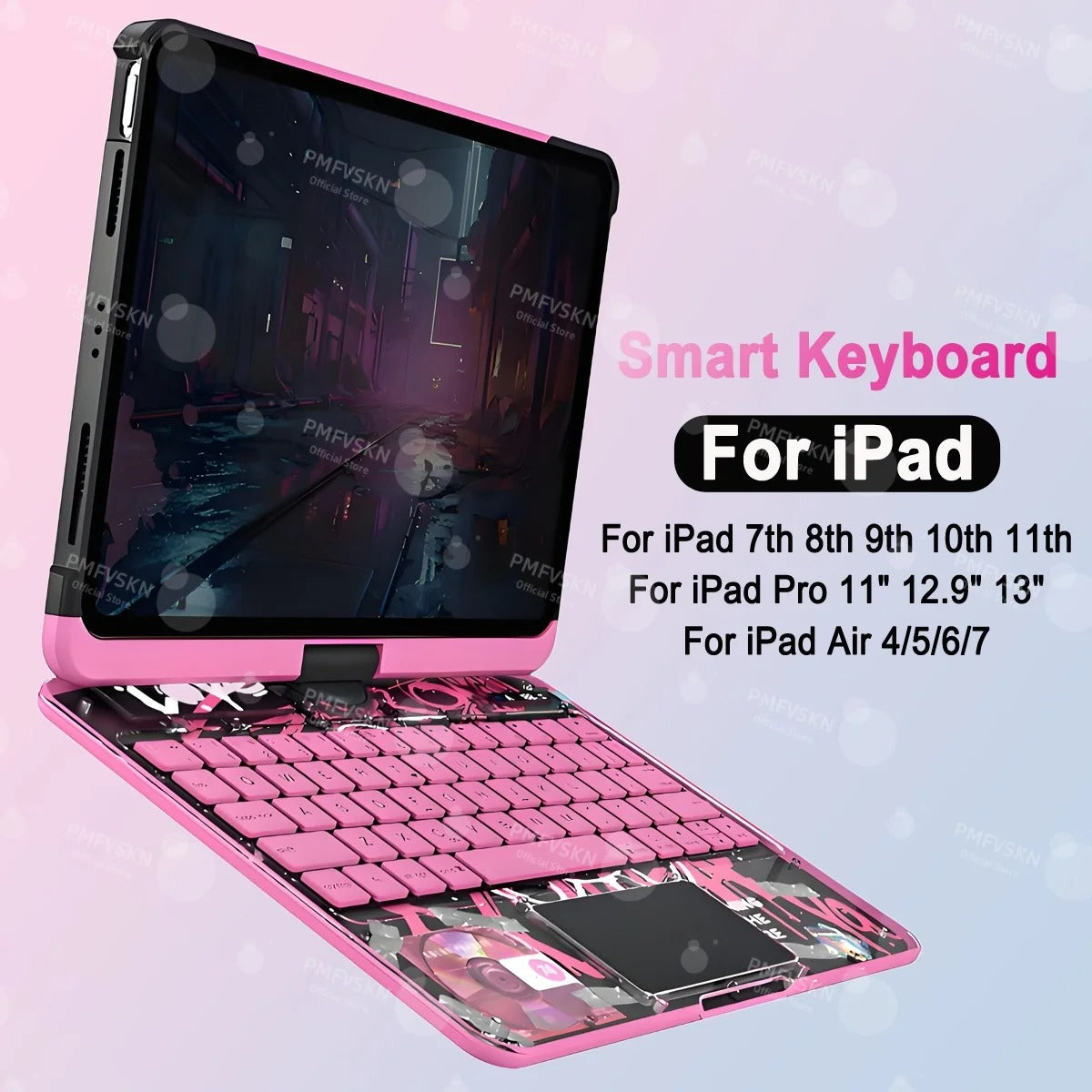 Funda Magic Keyboard 360° para iPad Pro 11 12.9 2018-2022 Pro 13 2024 | Cubierta Folio para iPad Air 5.ª, 4.ª, 6.ª, 7.ª generación 10.9" 10.ª, 11.ª generación
