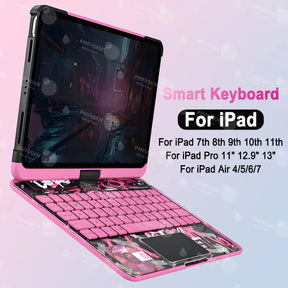 Funda Magic Keyboard 360° para iPad Pro 11 12.9 2018-2022 Pro 13 2024 | Cubierta Folio para iPad Air 5.ª, 4.ª, 6.ª, 7.ª generación 10.9" 10.ª, 11.ª generación
