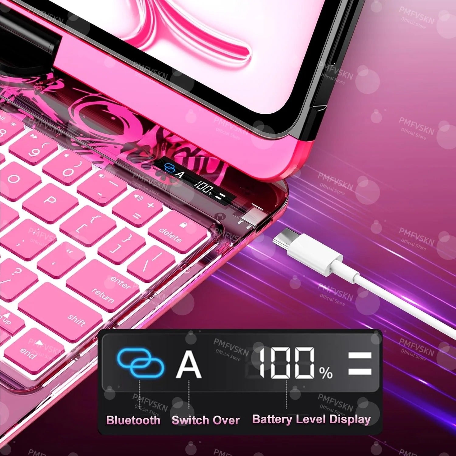 Funda Magic Keyboard 360° para iPad Pro 11 12.9 2018-2022 Pro 13 2024 | Cubierta Folio para iPad Air 5.ª, 4.ª, 6.ª, 7.ª generación 10.9" 10.ª, 11.ª generación