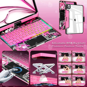 Funda Magic Keyboard 360° para iPad Pro 11 12.9 2018-2022 Pro 13 2024 | Cubierta Folio para iPad Air 5.ª, 4.ª, 6.ª, 7.ª generación 10.9" 10.ª, 11.ª generación