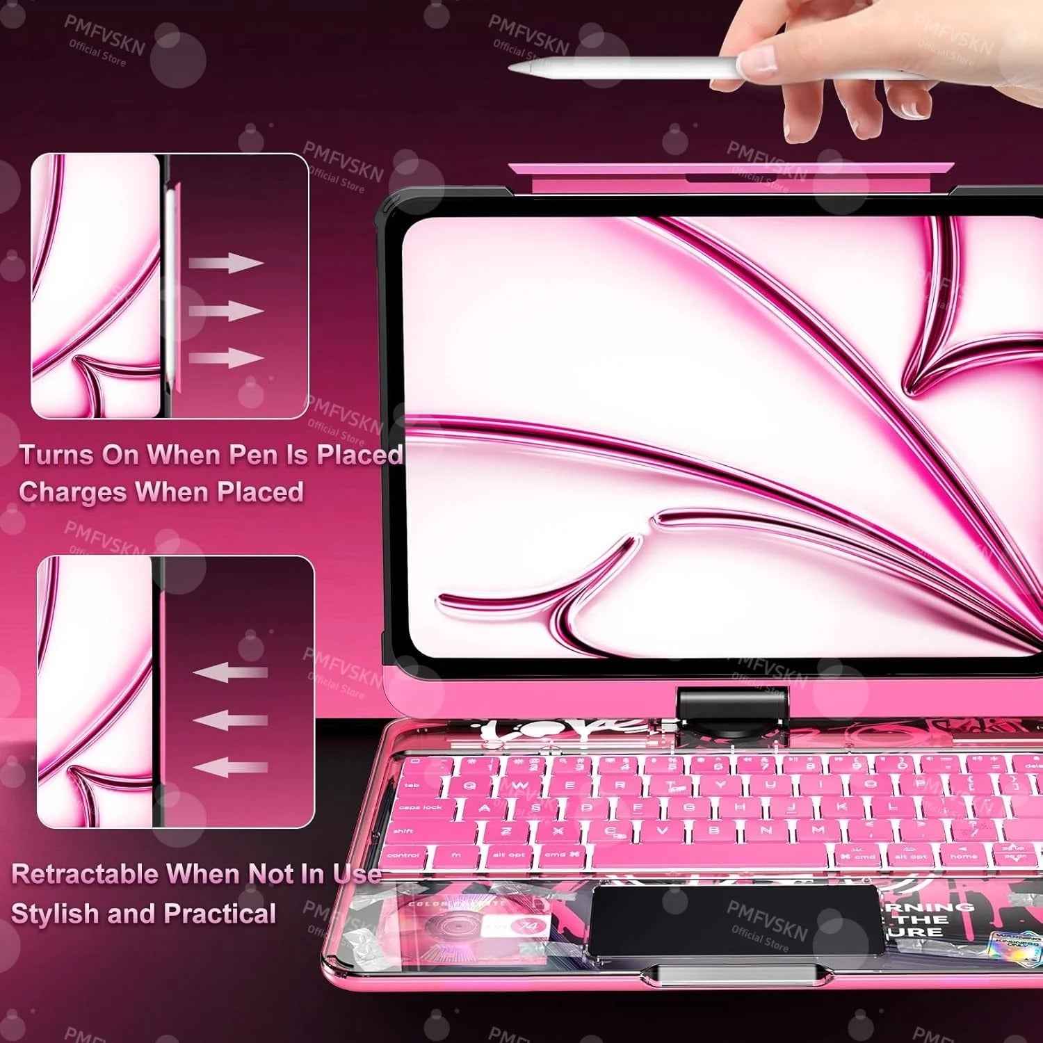 Funda Magic Keyboard 360° para iPad Pro 11 12.9 2018-2022 Pro 13 2024 | Cubierta Folio para iPad Air 5.ª, 4.ª, 6.ª, 7.ª generación 10.9" 10.ª, 11.ª generación